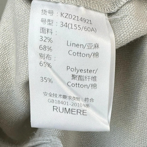 Rumere Linen wide leg pants mid rise cream colour sleek modern clasp closure - Picture 9 of 13